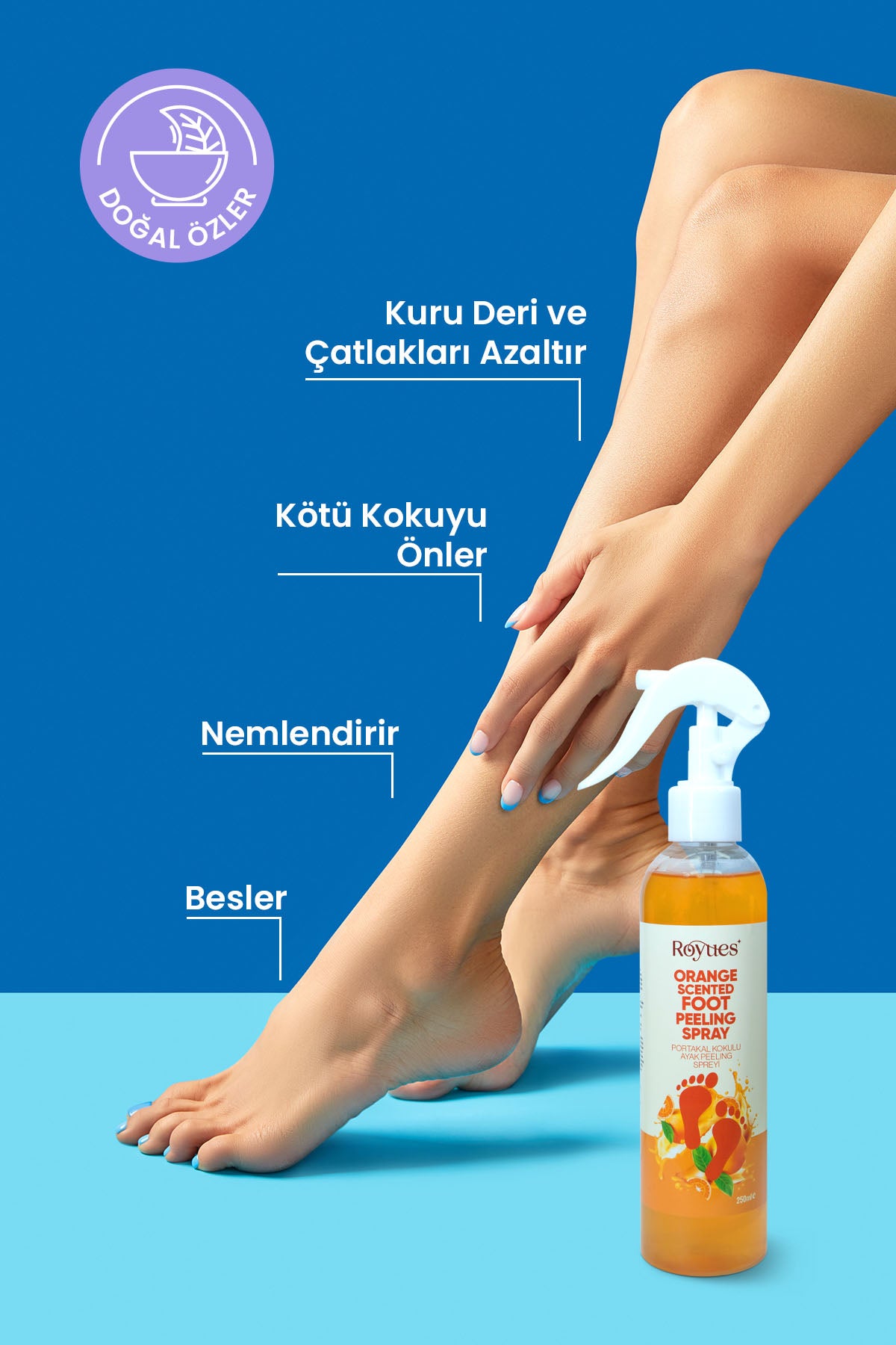 ROYUES Topuk Çatlak ve Ayak Bakım Spreyi - Koku Giderici ve Nemlendirici Spreyi - Foot Care Sprey