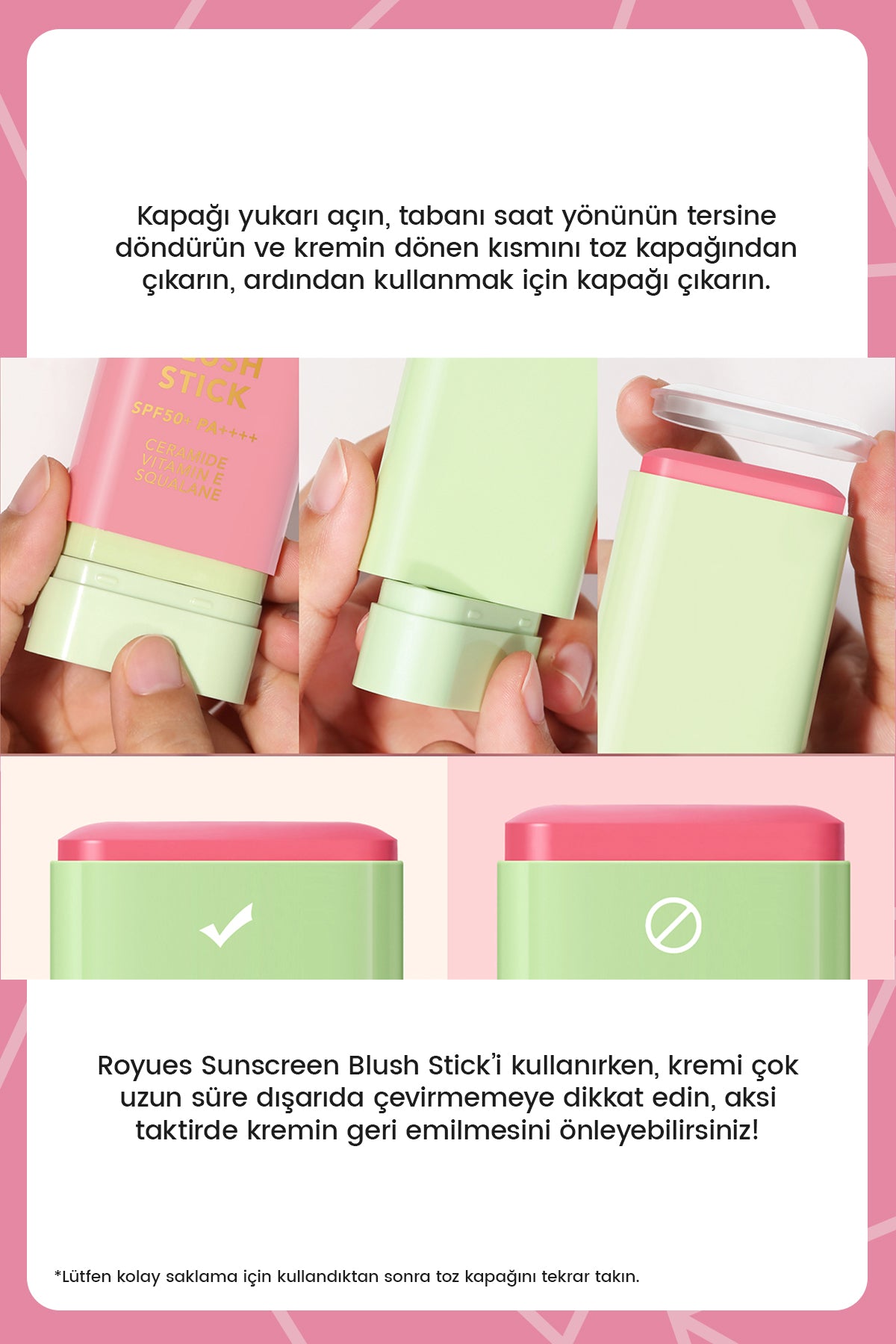 ROYUES Nemlendiricili Stick Krem Allık SPF 50+