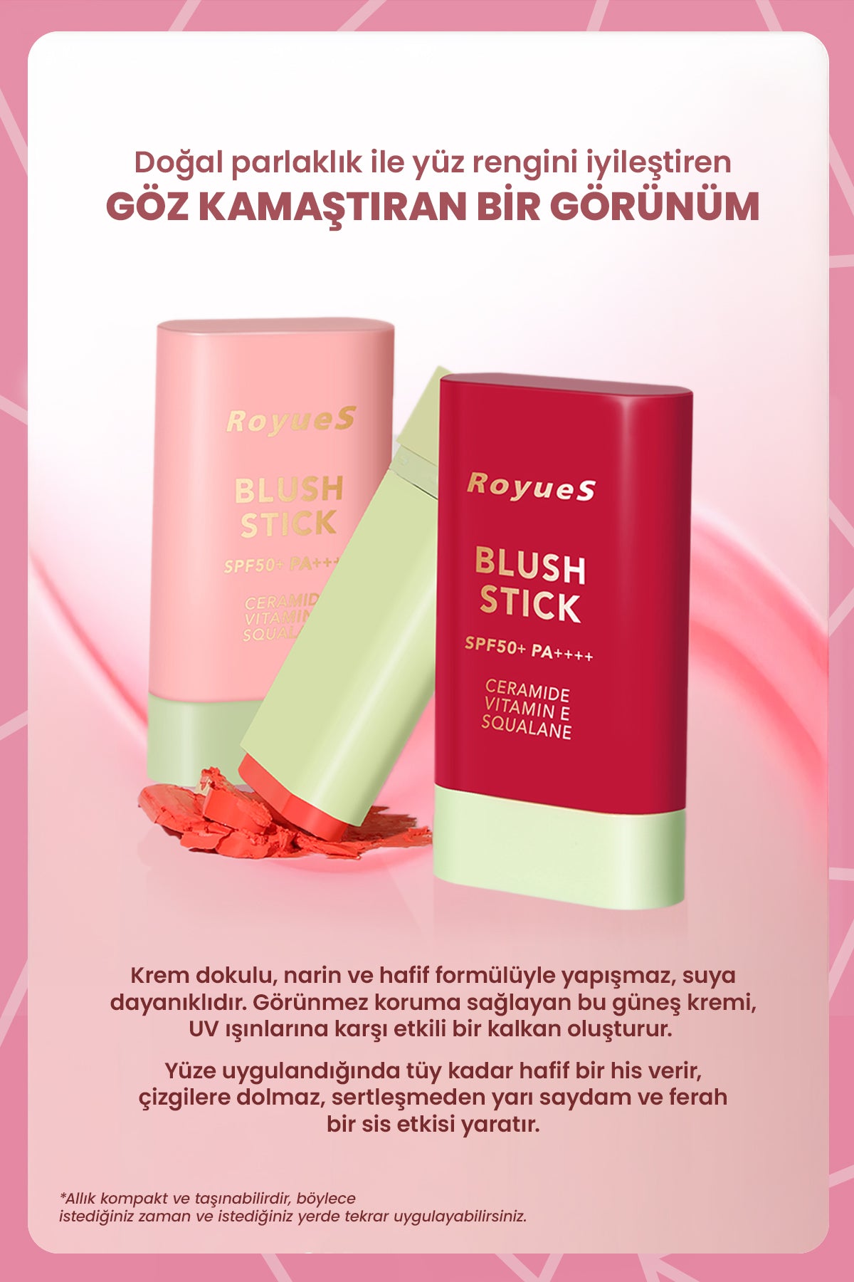 ROYUES Nemlendiricili Stick Krem Allık SPF 50+
