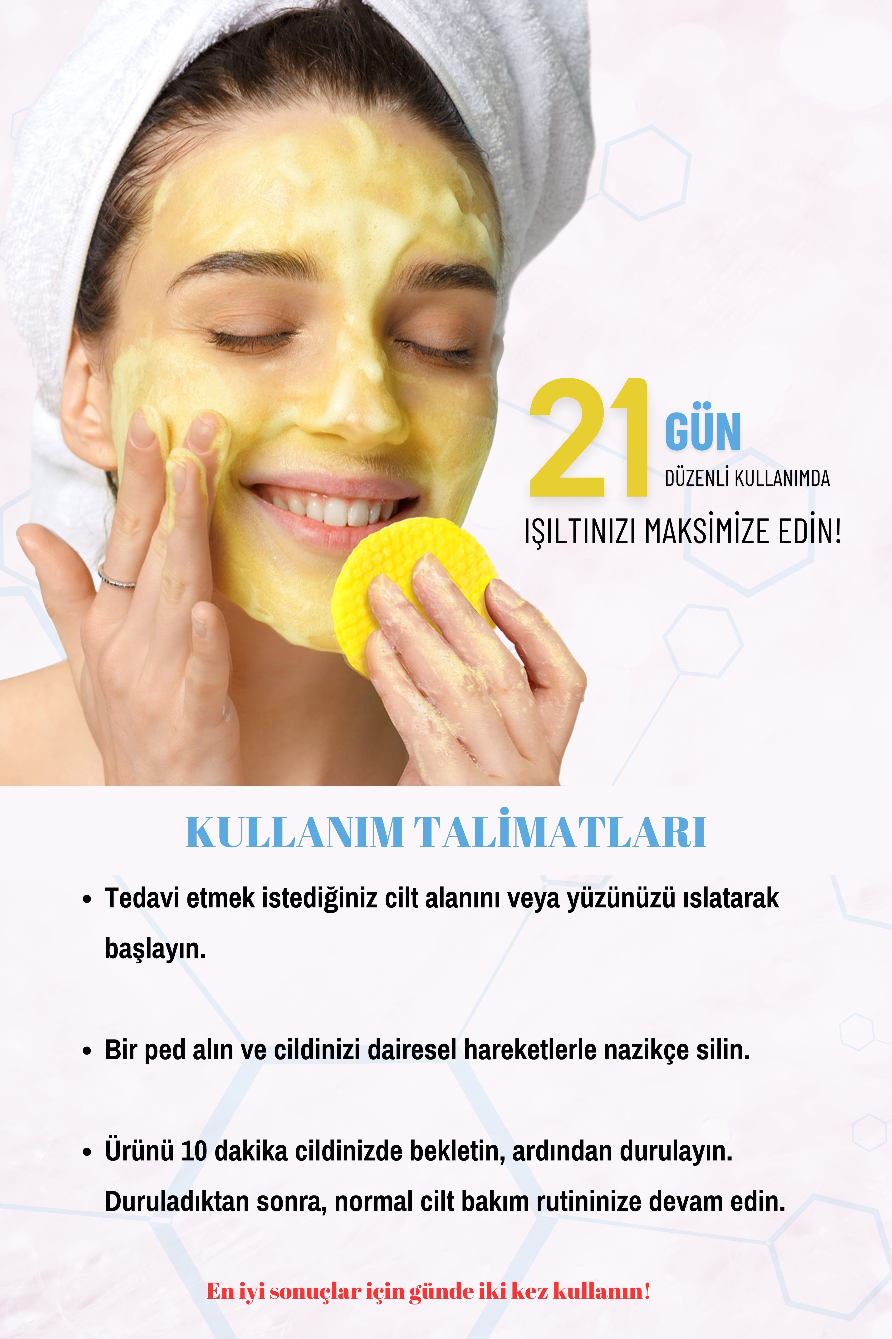 elbbub Leke Karşıtı Kojik Asit Zerdeçal Yüz Temizleme Pedi Derinlemesine Temizlik Tüm Ciltlere Uygun 40Adet