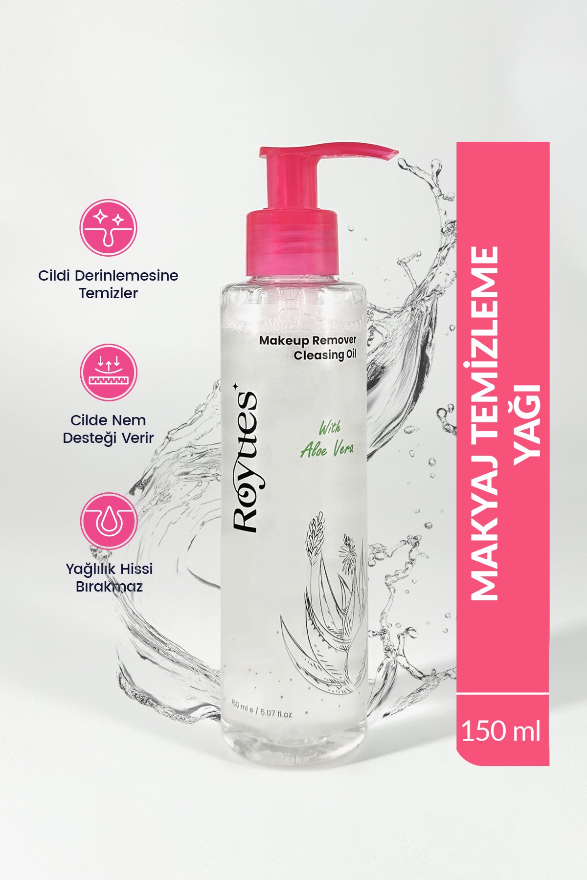 Royues Göz Yakmayan Makyaj Temizleme Yağı, Göz Ve Yüz Makyajı, Makeup Cleansing Oil 150 ml