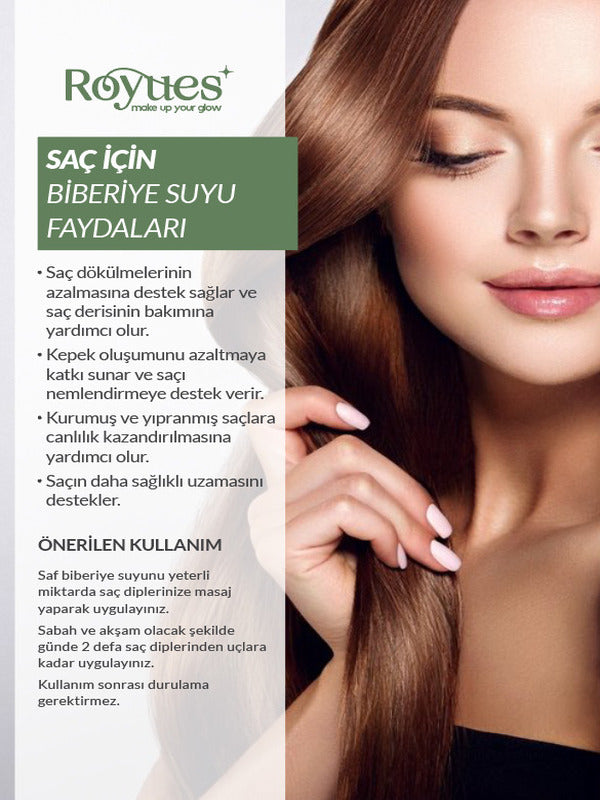 ROYUES Biberiye Suyu Dökülme Karşıtı Ve Saç Uzatma Etkili Saç Toniği