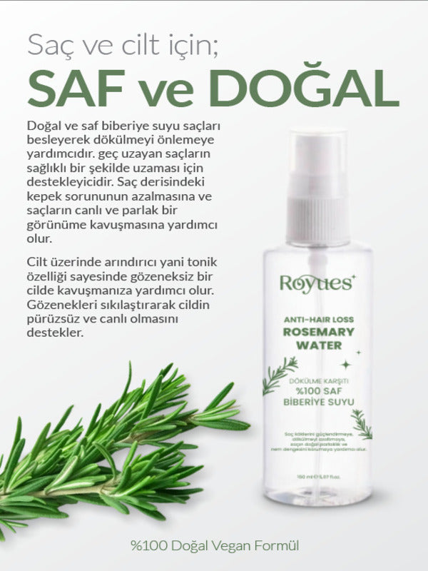 ROYUES Biberiye Suyu Dökülme Karşıtı Ve Saç Uzatma Etkili Saç Toniği