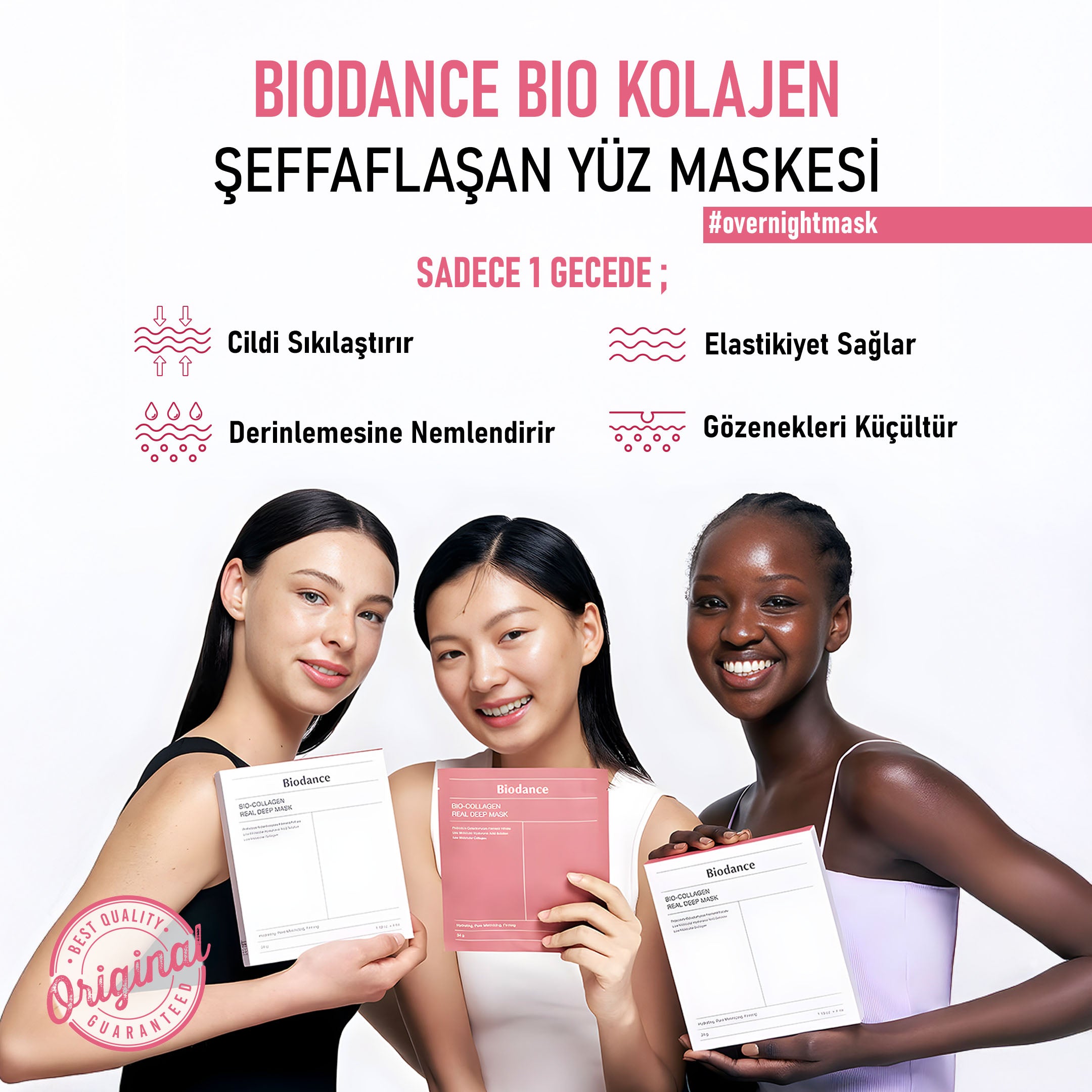 Biodance Collagen Real Deep Mask, Nemlendirici Yüz Maskesi, Cam Cilt Kore Maskesi, Made in KOREA