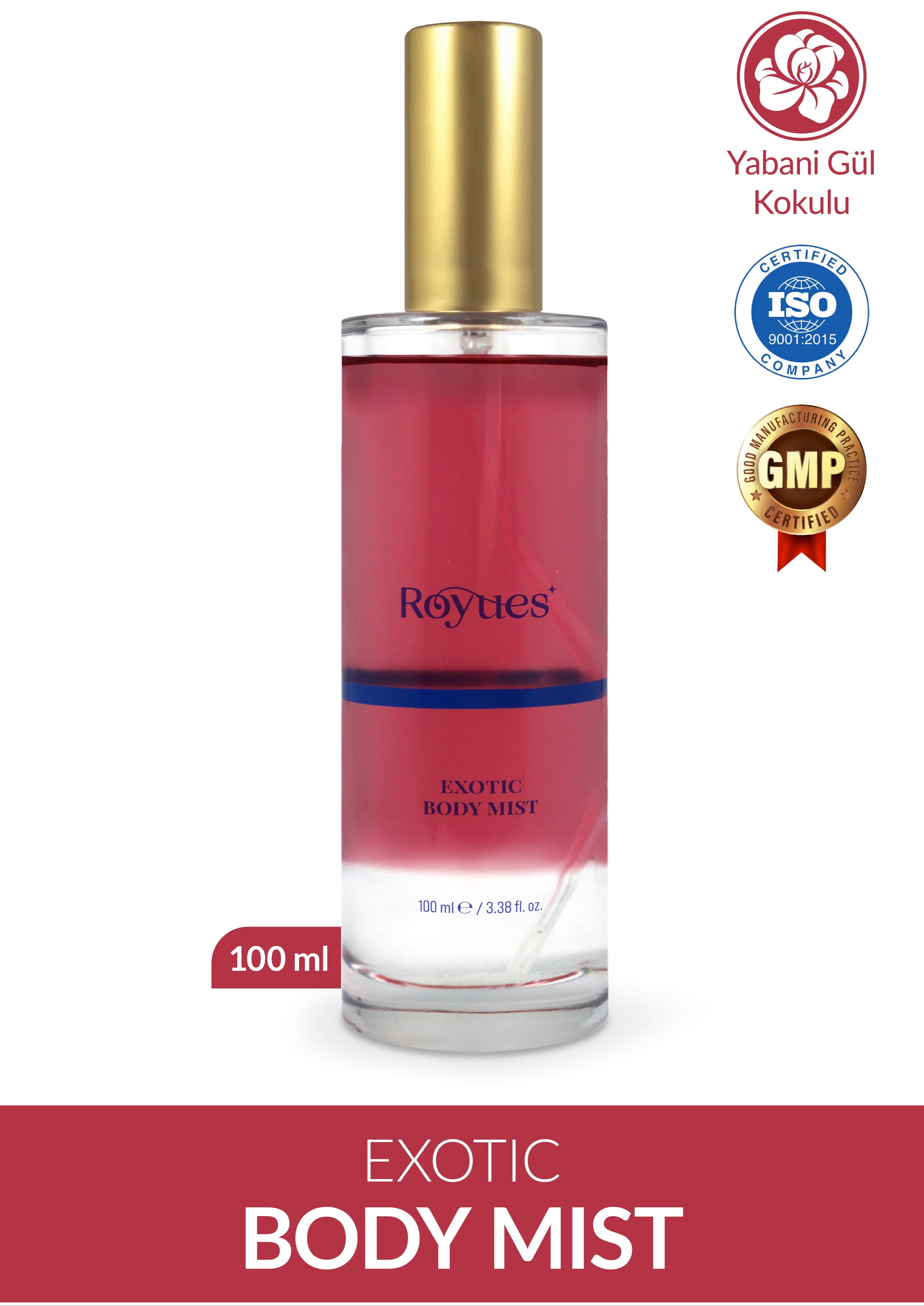 ROYUES Body Mist Egzotik Gül Aromalı Vücut Spreyi Kadın Vücut Kokusu Vücut Misti Body Mist Spray 100ml