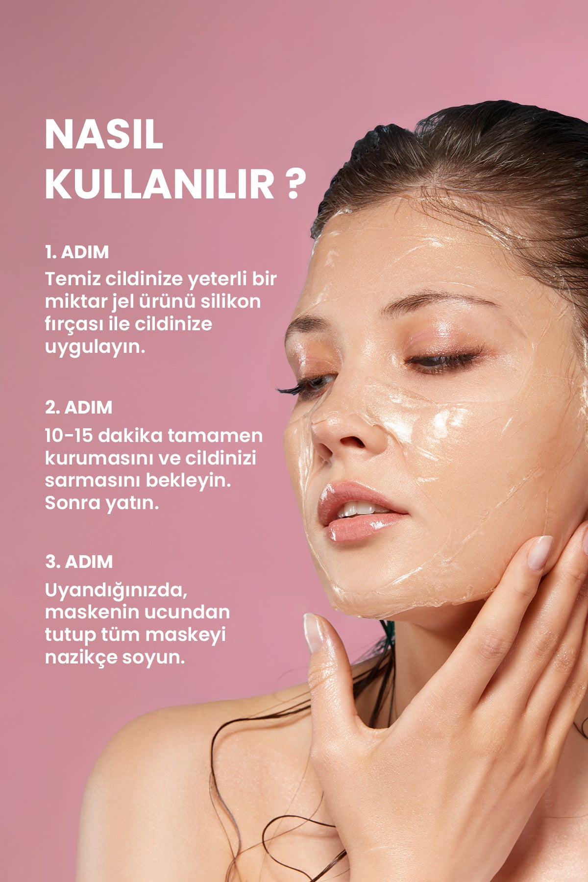 Soyulabilir Kolajen Jel Yüz Maskesi, Nemlendirici ve Lifting Etkili Cam Cilt Yüz Maskesi 50ml