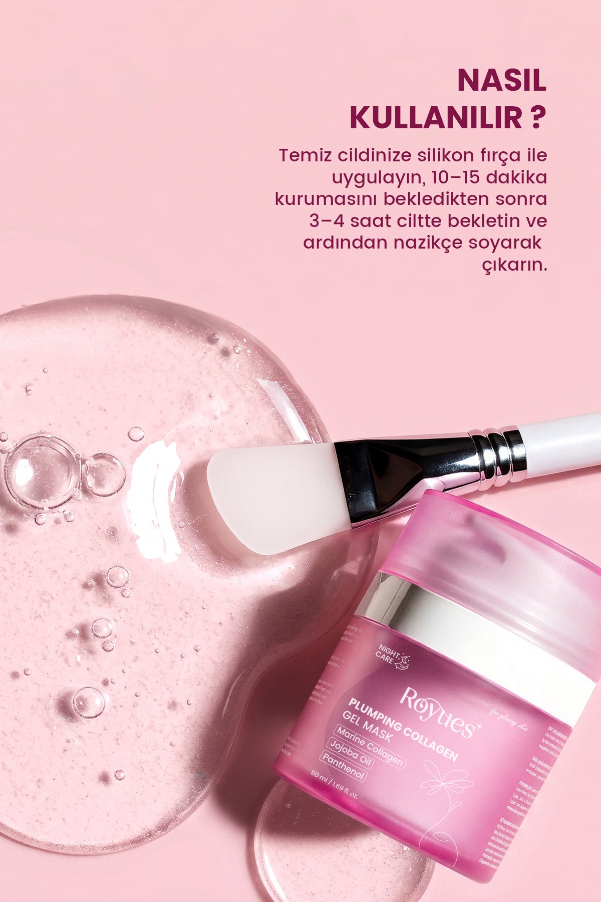 Soyulabilir Kolajen Jel Yüz Maskesi, Nemlendirici ve Lifting Etkili Cam Cilt Yüz Maskesi 50ml