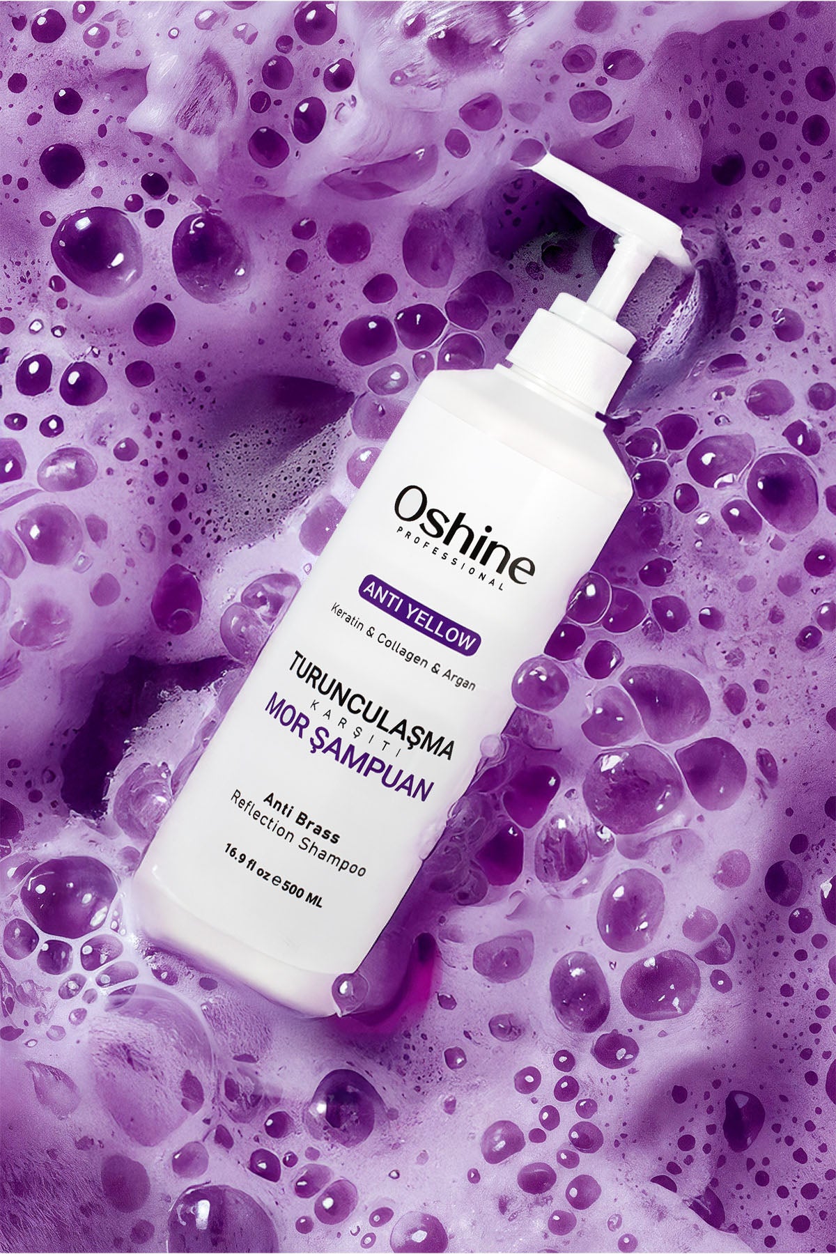 Oshine Professional Silver Turunculaşma Karşıtı Mor Şampuan, Anti Yellow Shampoo, 500ml