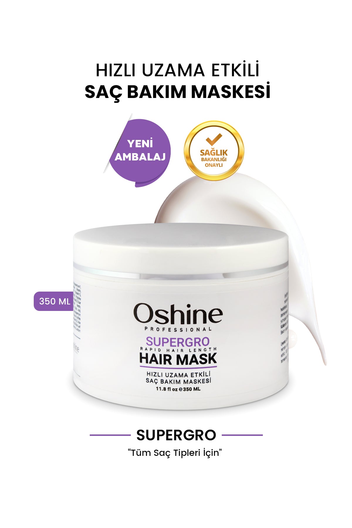 Oshine Professional Supergro Hızlı Uzama Etkili Onarıcı Saç Maskesi 350ml