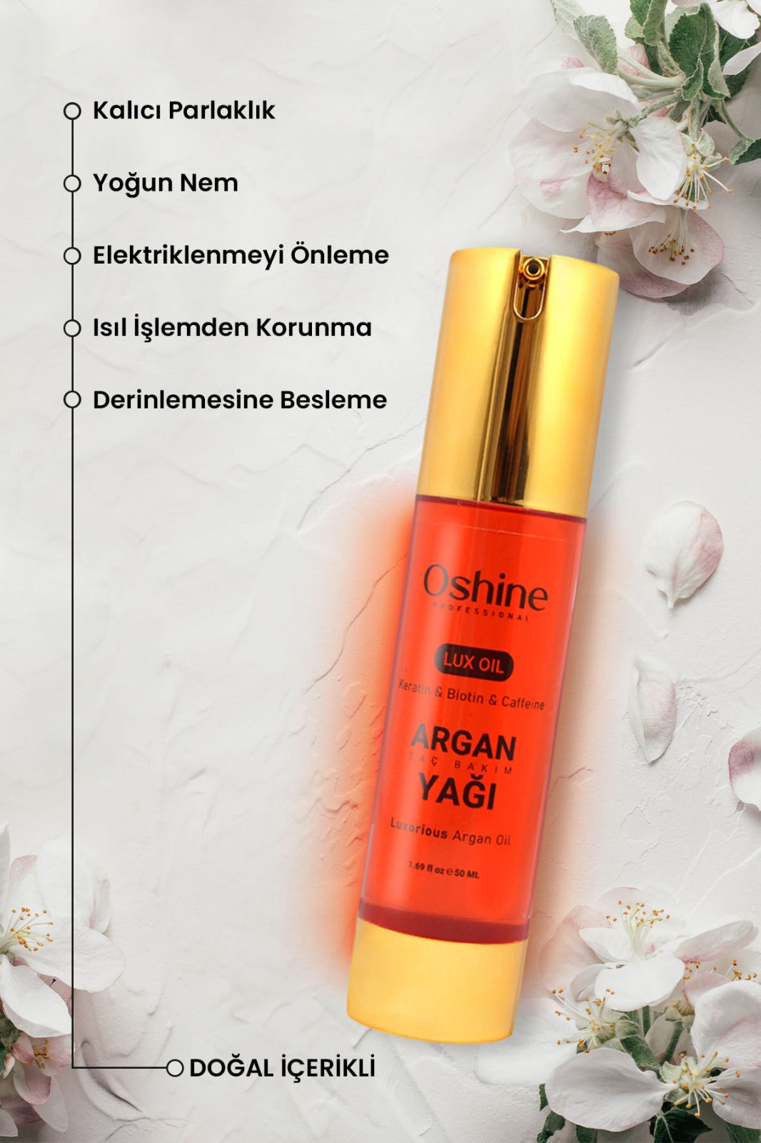 Oshine Professional Argan Yağı Özlü Saç Bakım Yağı, Luxoil, Argan Haircare Oil, 50ml