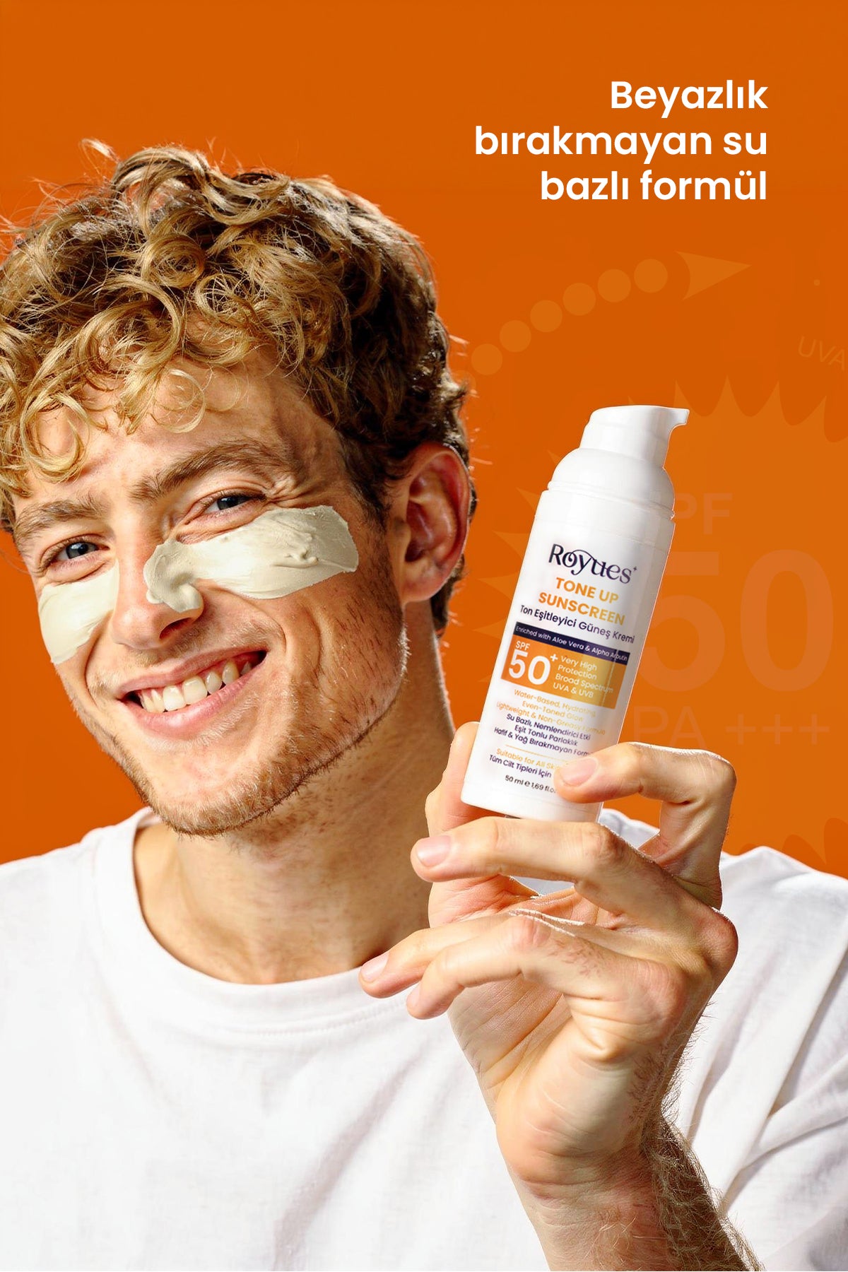 ROYUES Cilt Tonu Eşitleyici Yenileyici Güneş Kremi SPF50+ Cilt Bariyeri Onarıcı, Nemlendirici, 50ml