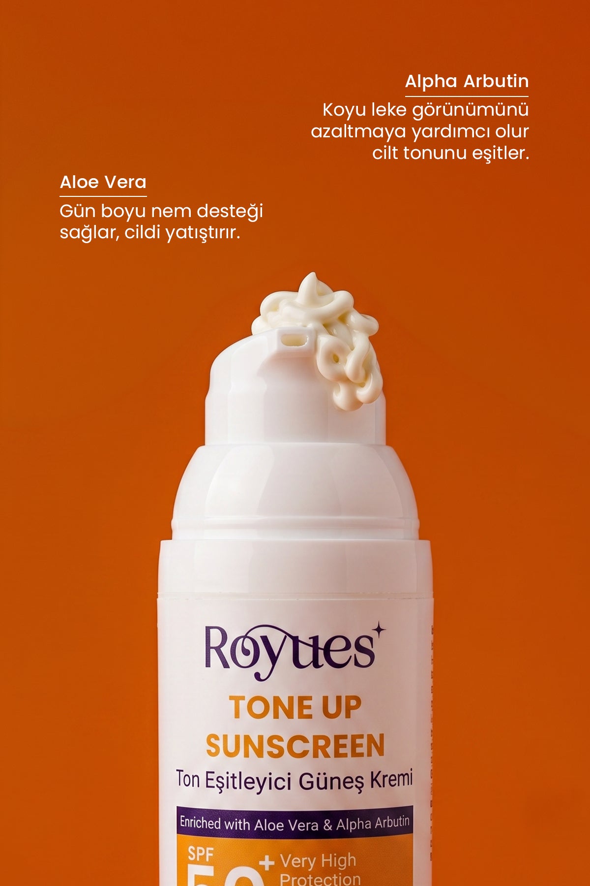 ROYUES Cilt Tonu Eşitleyici Yenileyici Güneş Kremi SPF50+ Cilt Bariyeri Onarıcı, Nemlendirici, 50ml