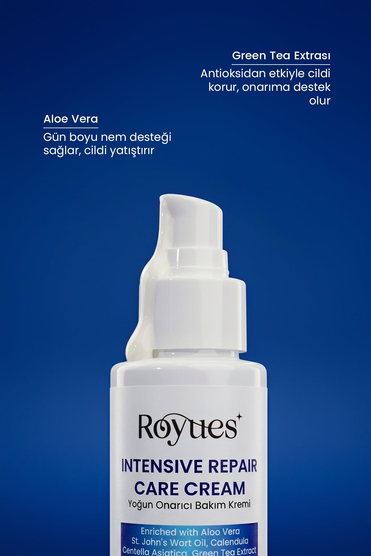 ROYUES Cica Krem Yoğun Nemlendirici ve Onarıcı Cilt Bakım Kremi, Intensive Repair Care Cream 100 ml