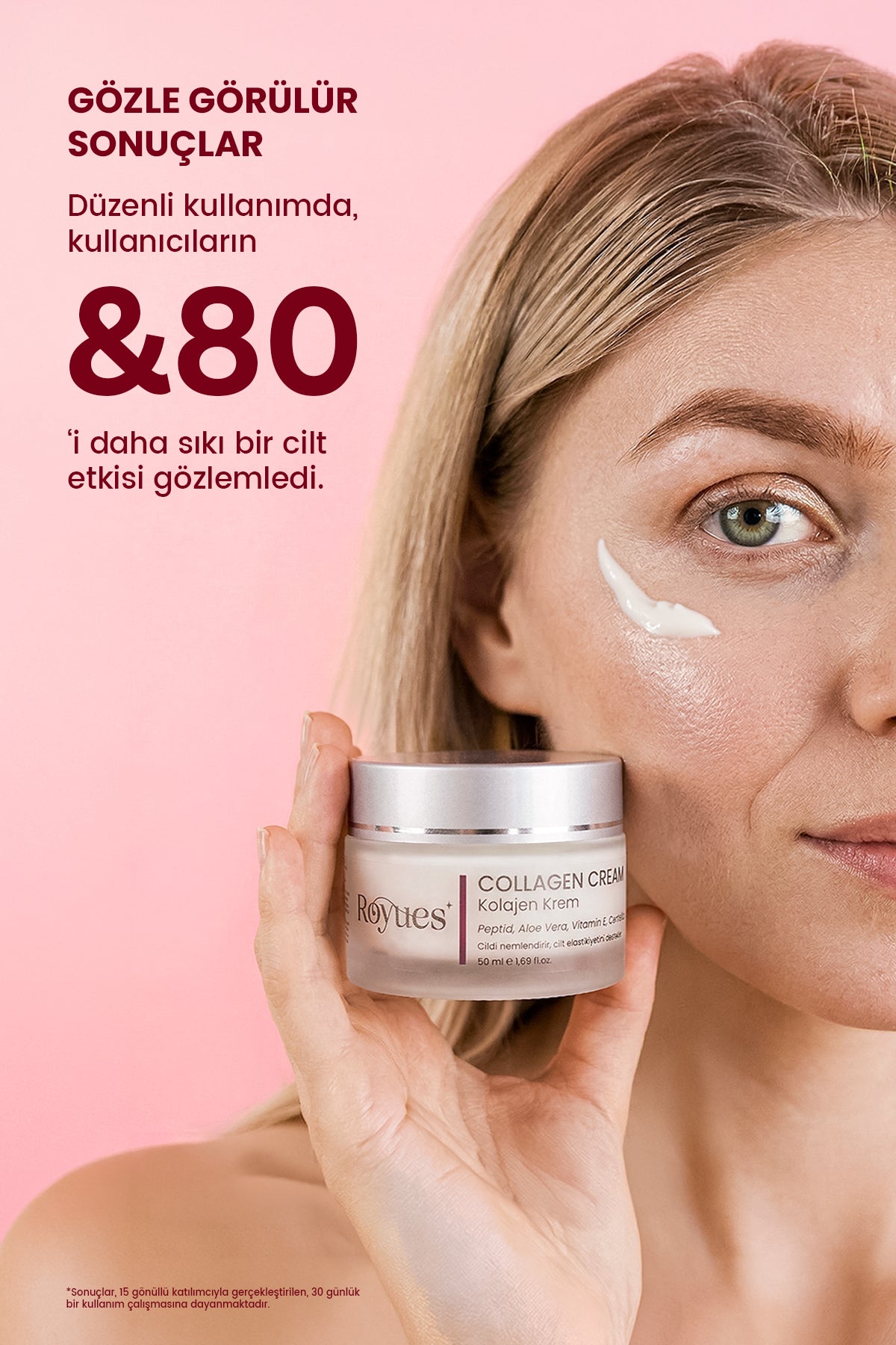 ROYUES Kolajen Krem, Nemlendirici, Yaşlanma Karşıtı Peptid Cilt Bakım Kremi, Collagen Cream 50 ml