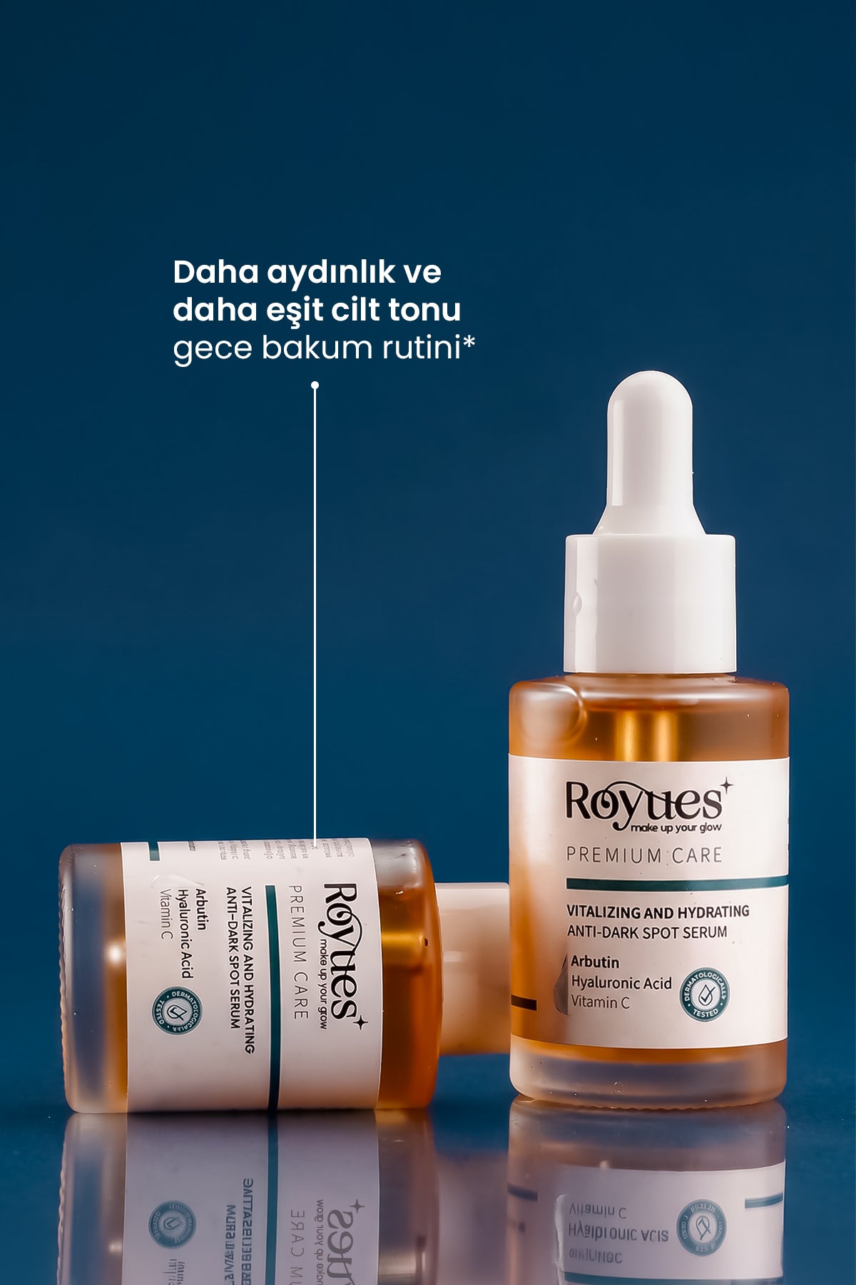 ROYUES Koyu Leke Karşıtı Arbutin Cilt Serumu, Cilt Tonu Eşitleyici (Arbutin + Hyalüronik Asit + Vitamin C)