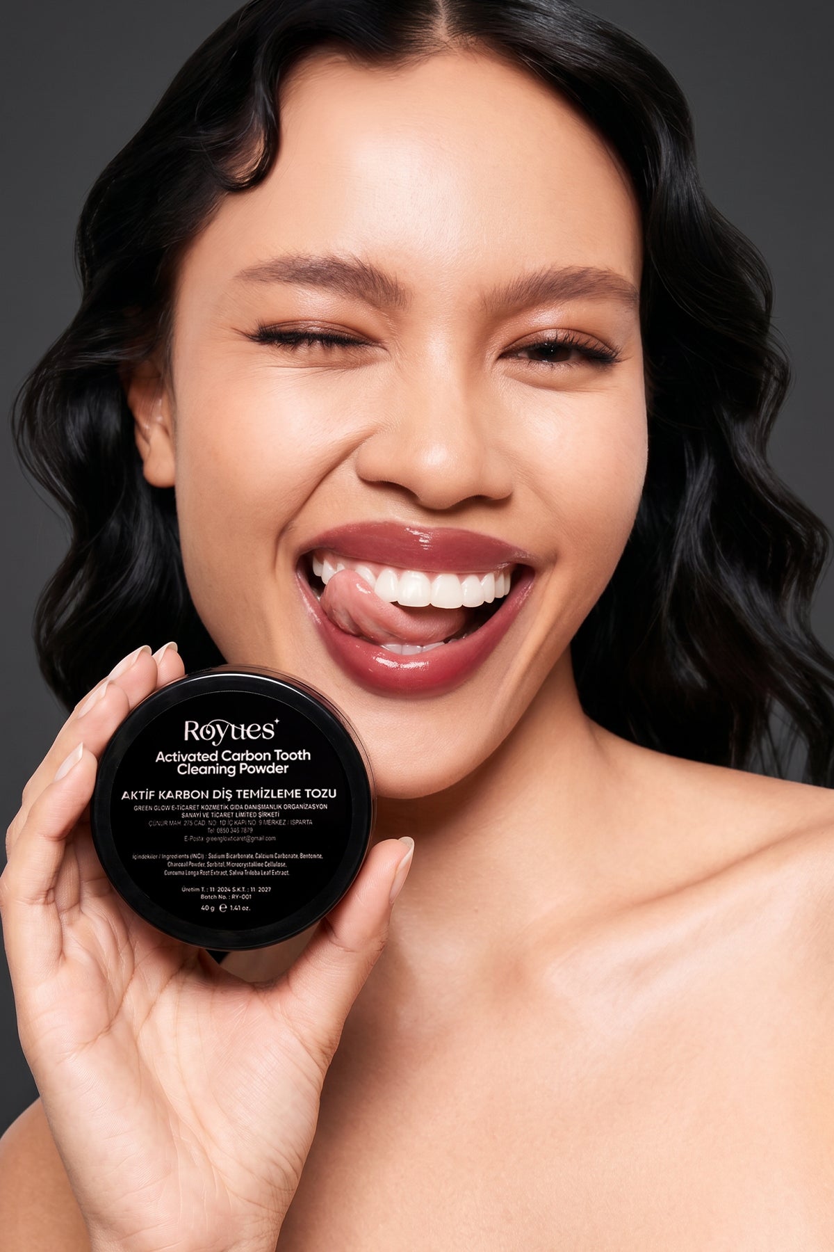 ROYUES Diş Beyazlatma Tozu - Siyah Aktif Karbon Diş Tozu - Activated Teeth Whitening Powder