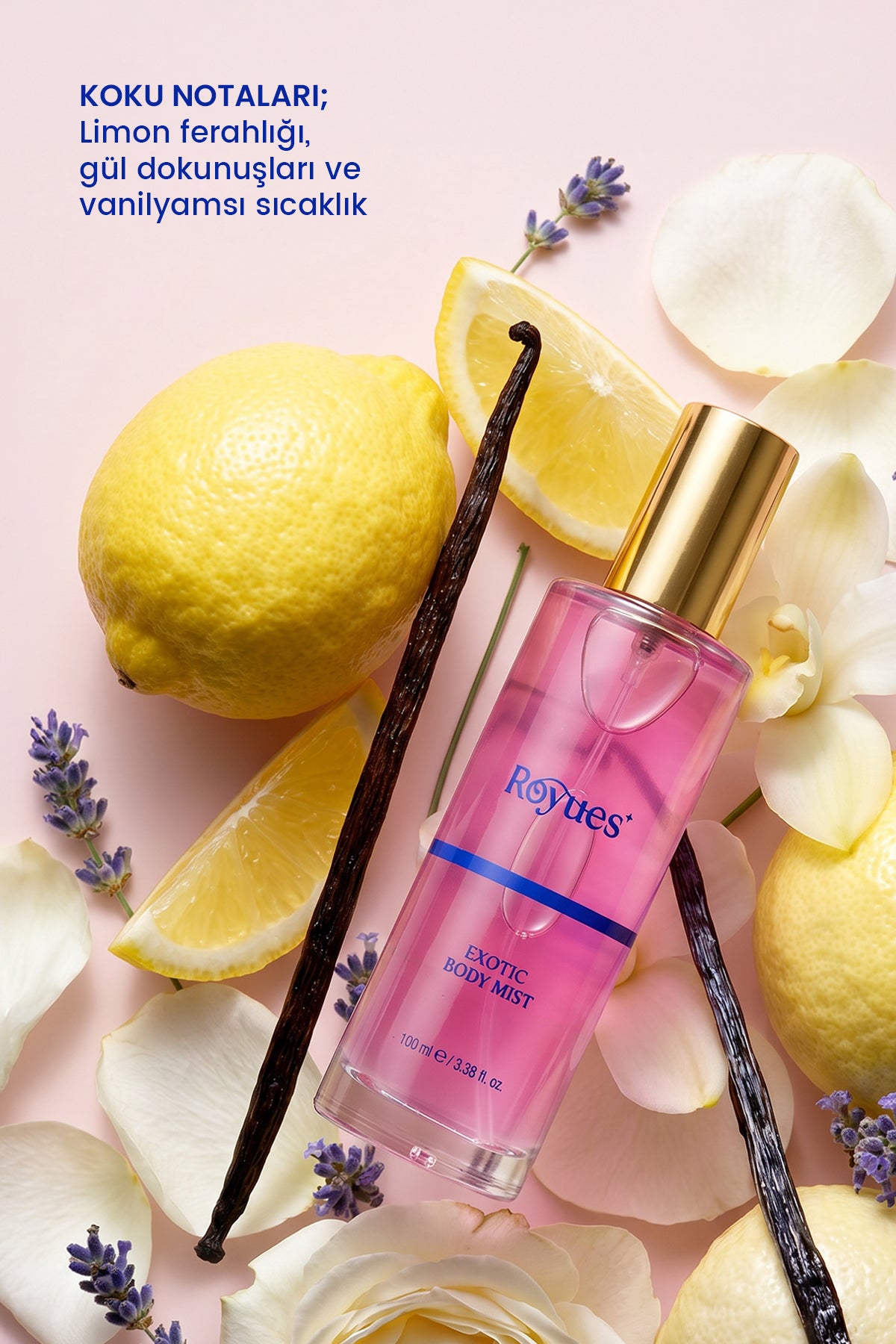 ROYUES Body Mist Egzotik Gül Aromalı Vücut Spreyi Kadın Vücut Kokusu Vücut Misti Body Mist Spray 100ml