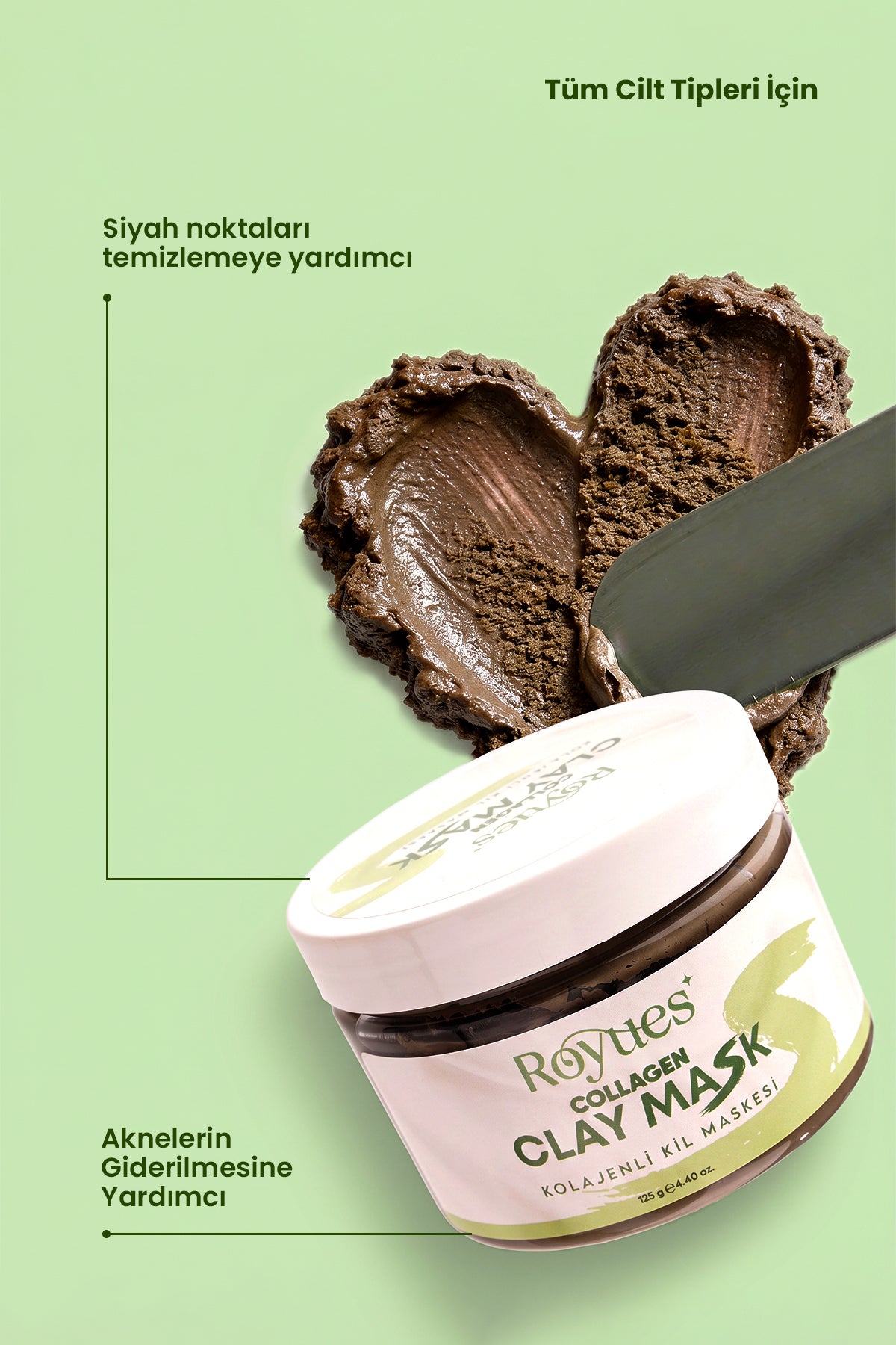 ROYUES Kolajen Kil Maskesi - Leke Ve Siyah Nokta Giderici Yüz Maskesi - Collagen Clay Mask