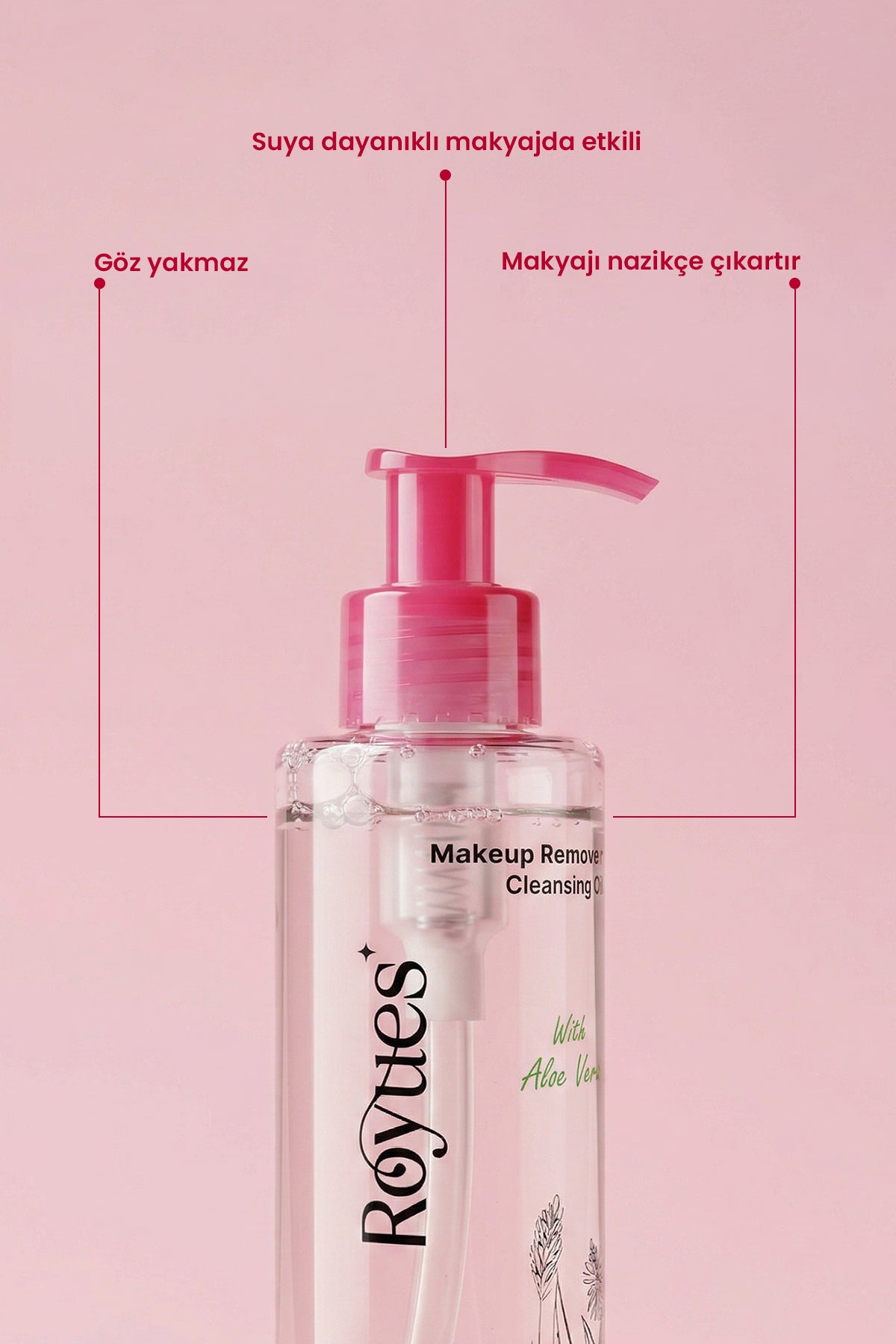 Royues Göz Yakmayan Makyaj Temizleme Yağı, Göz Ve Yüz Makyajı, Makeup Cleansing Oil 150 ml