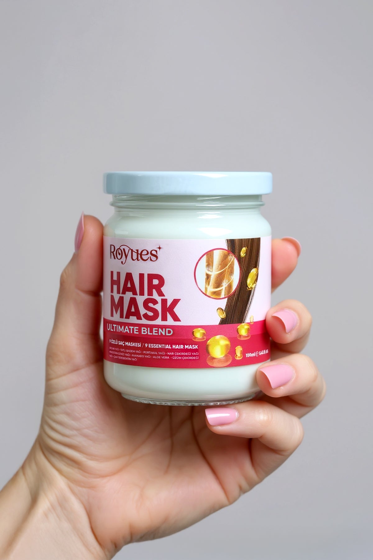 ROYUES Saç Maskesi - 9 Özlü Saç Bakım Yağı- Yıpranmış Saç Besleyici Güçlendirici