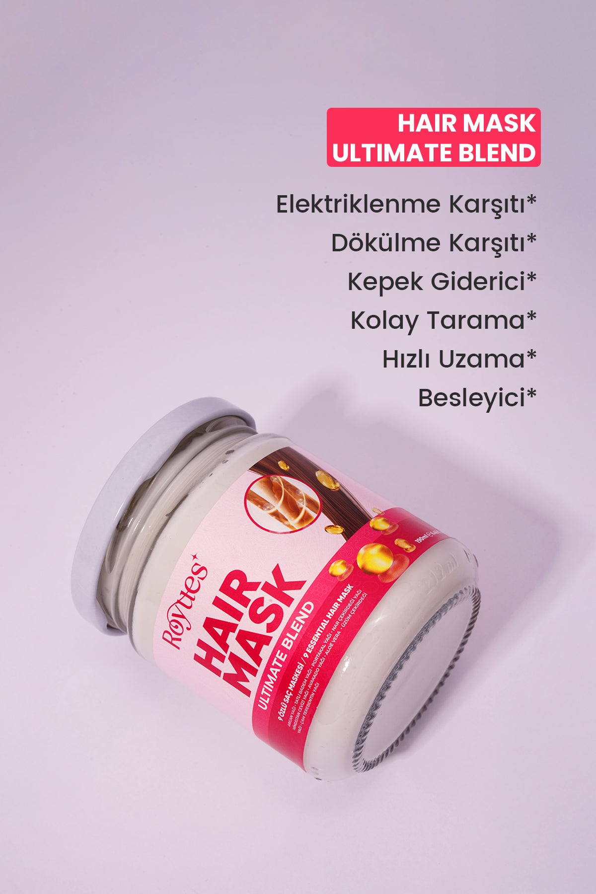 ROYUES Saç Maskesi - 9 Özlü Saç Bakım Yağı- Yıpranmış Saç Besleyici Güçlendirici