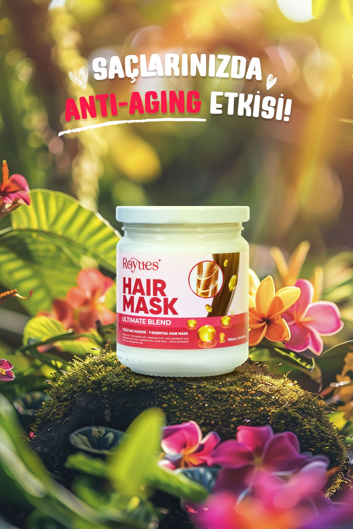 ROYUES Saç Maskesi - 9 Özlü Saç Bakım Yağı- Yıpranmış Saç Besleyici Güçlendirici