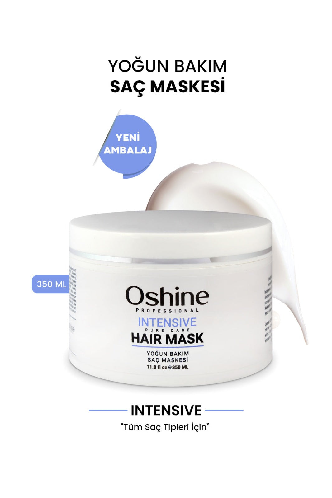 Oshine Professional Yıpranmış Saçlara Özel Yoğun Bakım Saç Maskesi, Intensive Pure Care Mask, 350ml
