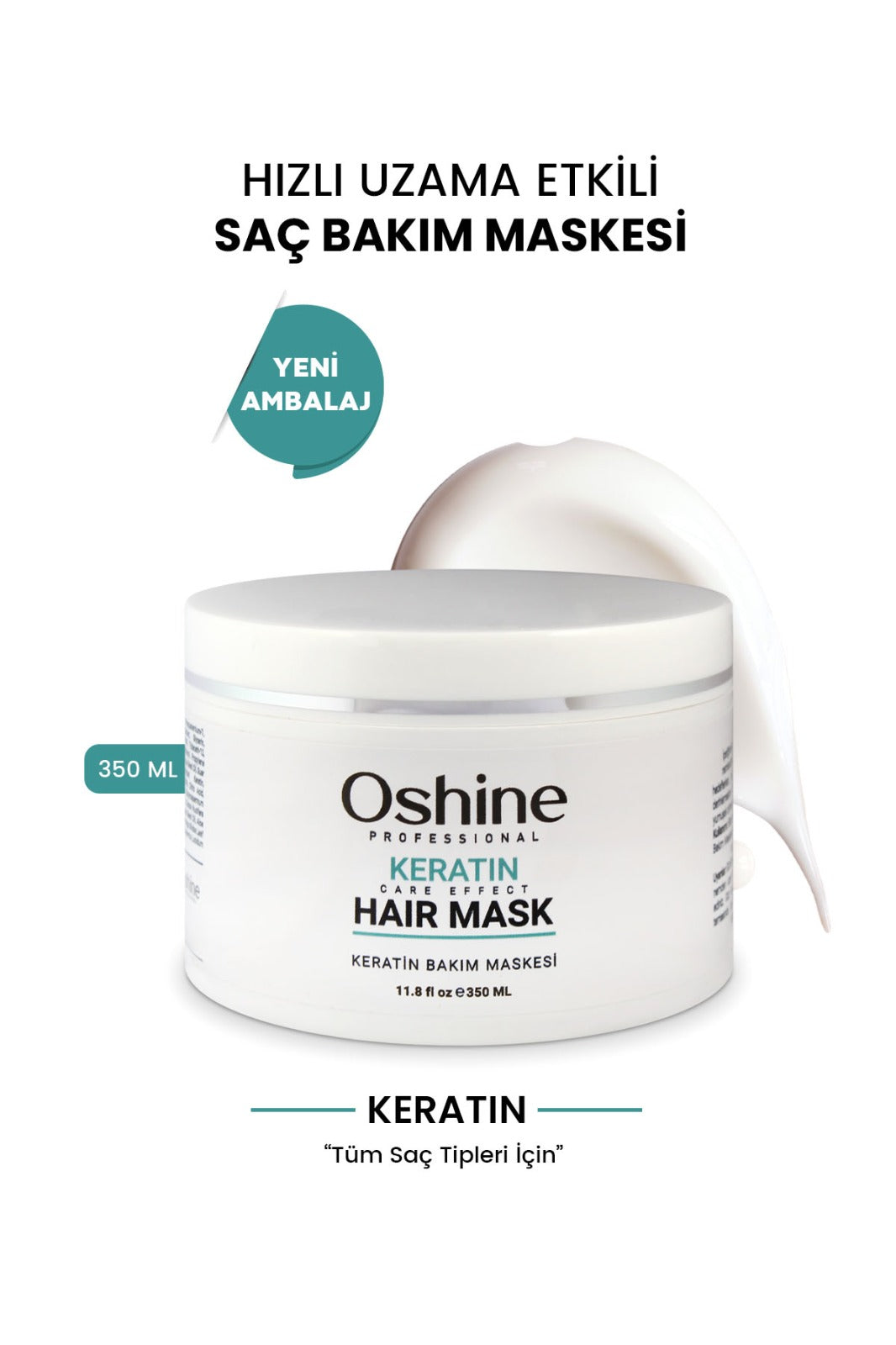 Oshine Professional Onarıcı Keratin Bakım Saç Maskesi Sülfatsız, Keratin Care Effect Mask, 350ml
