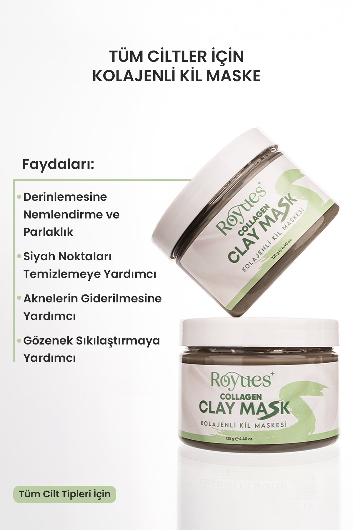 ROYUES Kolajen Kil Maskesi - Leke Ve Siyah Nokta Giderici Yüz Maskesi - Collagen Clay Mask