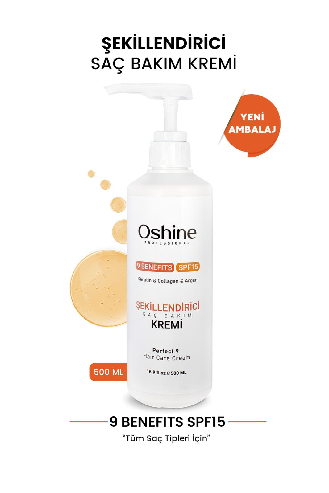 Oshine Professional Potion 9 Şekillendirici Saç Bakım Kremi, Perfect 9 Hair Care Cream, 500ml