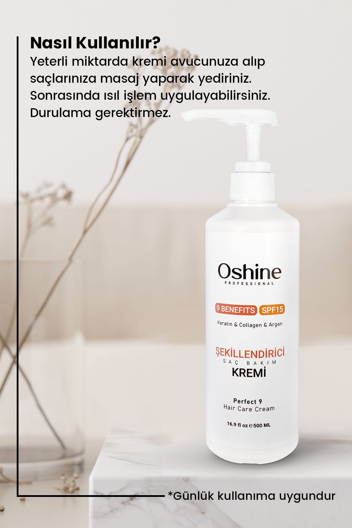 Oshine Professional Potion 9 Şekillendirici Saç Bakım Kremi, Perfect 9 Hair Care Cream, 500ml