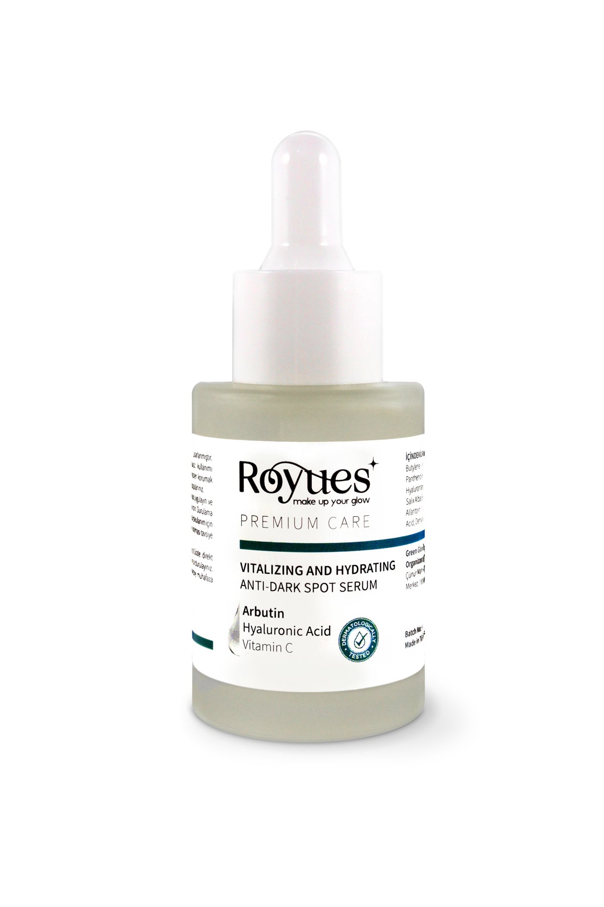 ROYUES Koyu Leke Karşıtı Arbutin Cilt Serumu, Cilt Tonu Eşitleyici (Arbutin + Hyalüronik Asit + Vitamin C)