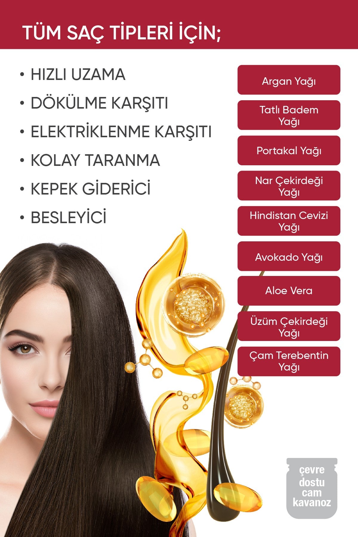 ROYUES Saç Maskesi - 9 Özlü Saç Bakım Yağı- Yıpranmış Saç Besleyici Güçlendirici