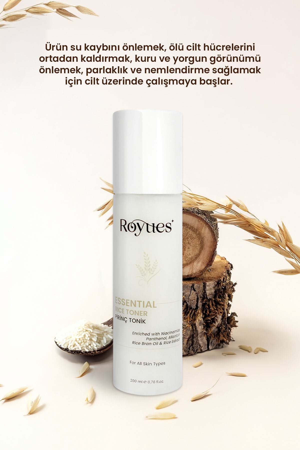 ROYUES Aydınlatıcı ve Beyazlatıcı Pirinç Özlü Tonik, Rice Toner 200ml