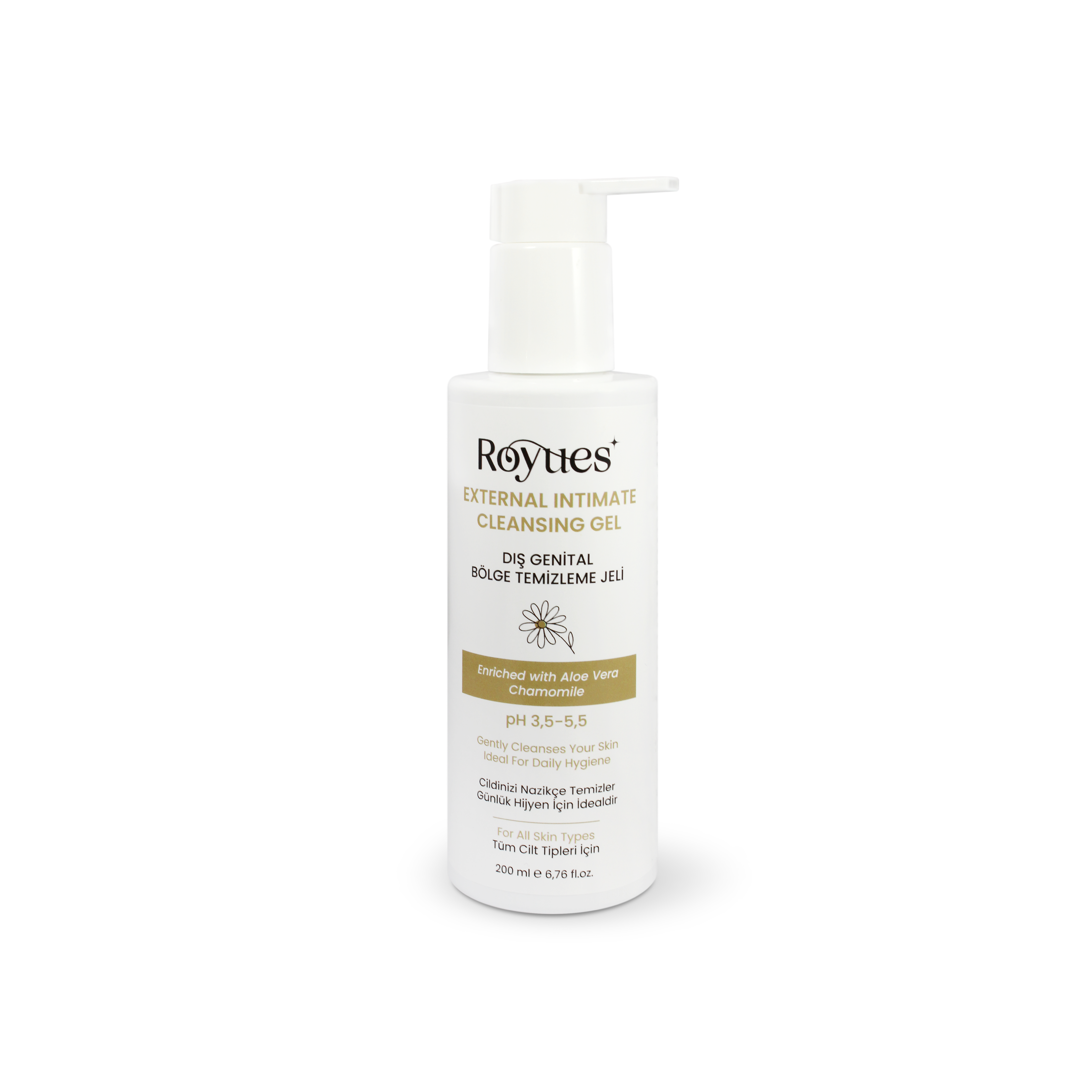 ROYUES Genital Bölge Temizleyici, Koku, Akıntı Giderici, Ph 3,5 İntim Yıkama Jeli, 200ml (Limited Edition)